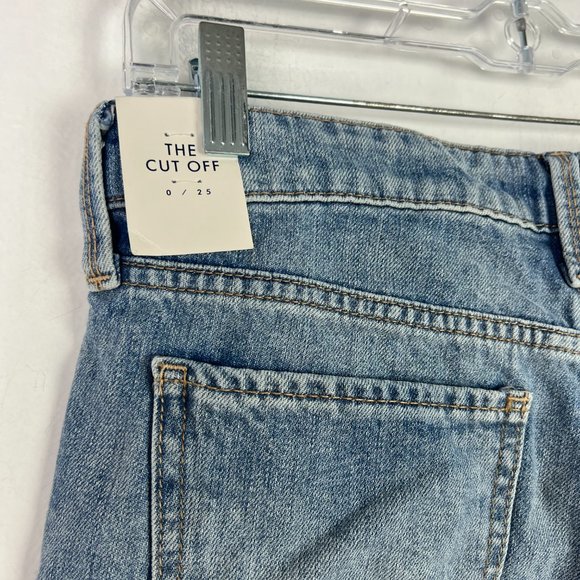 NWT Lucky Brand The Cut Off Shorts Frayed Denim Medium Wash Size 0 25 NEW - Picture 8 of 13